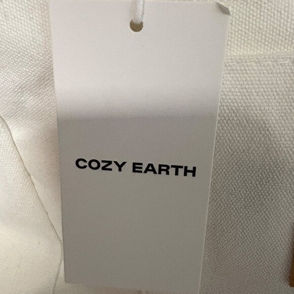 Cozy Earth Natural Canvas Tote Bag Faux Leather Handles Zipper Closure NEW - Picture 7 of 7